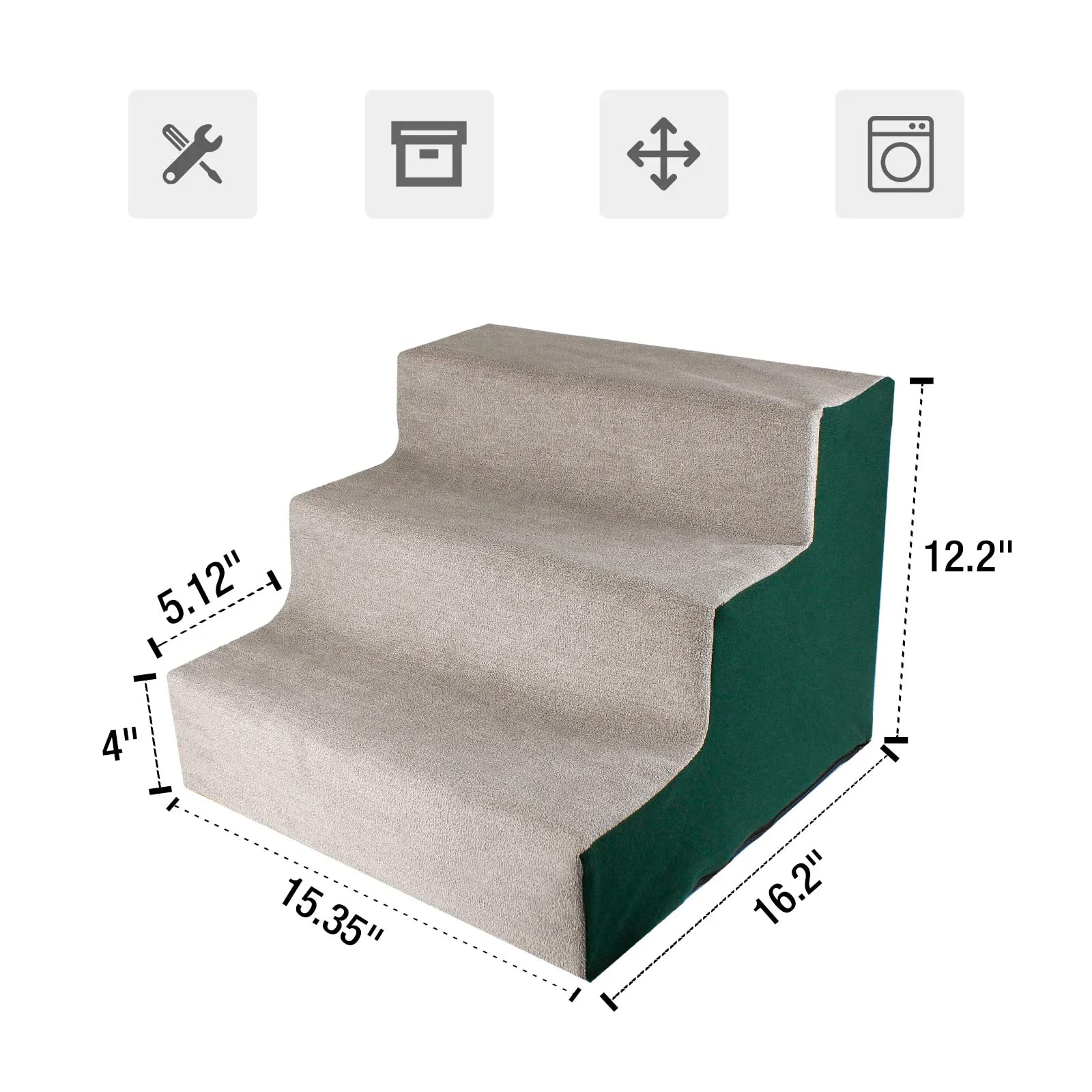 Escaleras para Perros, escaleras para Mascotas de 3 escalones para Camas Altas, Mascotas extraíbles Antideslizantes con cartón, Ideales para Perros pequeños y Gatos Mayores heridos, marrón (Brown)
