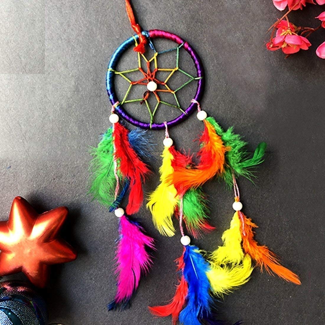 VR CREATIVES Fabric Dream Catcher for Car & Wall Hanging Attract Positive Dreams Showpiece Wind Chimes