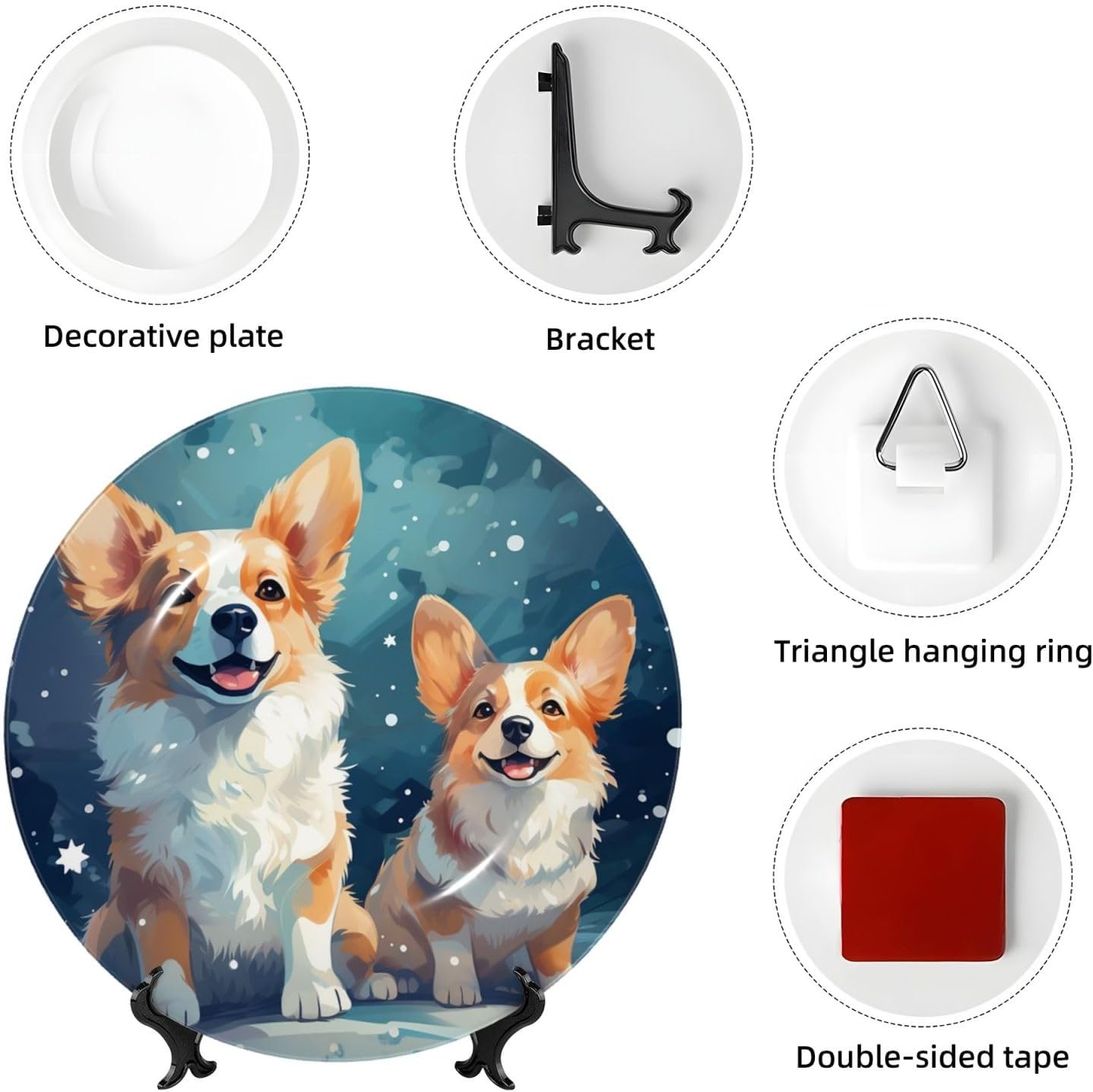 Decorative Plate Art Crafts Bone China Decorative Plate with Display Rack Souvenir Wall Decor Ceramic Ornaments Dinner Plates Ceramic Decoratives Plates for Home Office 10in