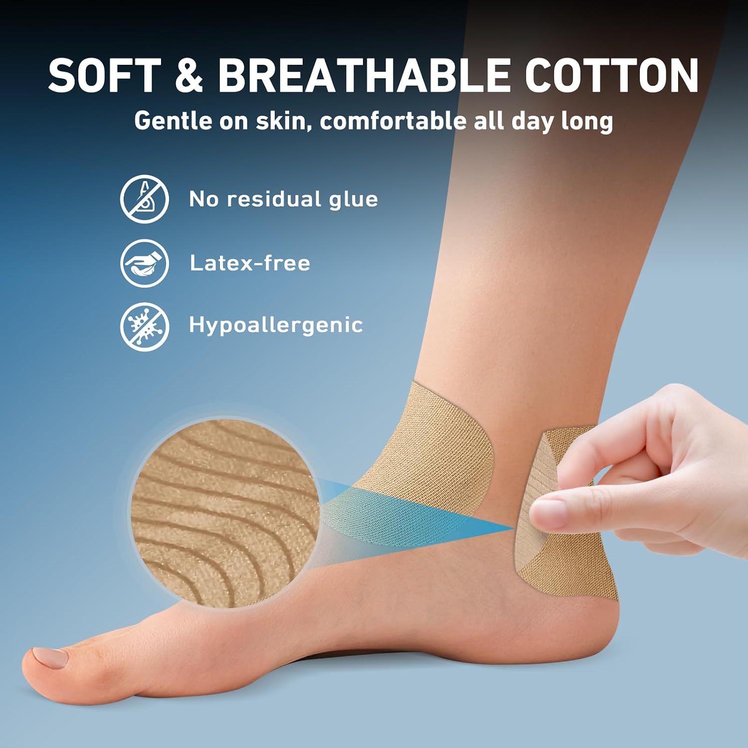 Precut Kinesiology Tape for Ankle, Upgraded Ankle Tape Athletic 24PCS, KTQUICK Tape for Ankle Support & Pain Relief, 5% Stronger Adhesive, Waterproof & Breathable Cotton Kinesiology Tape Ankle(Beige)