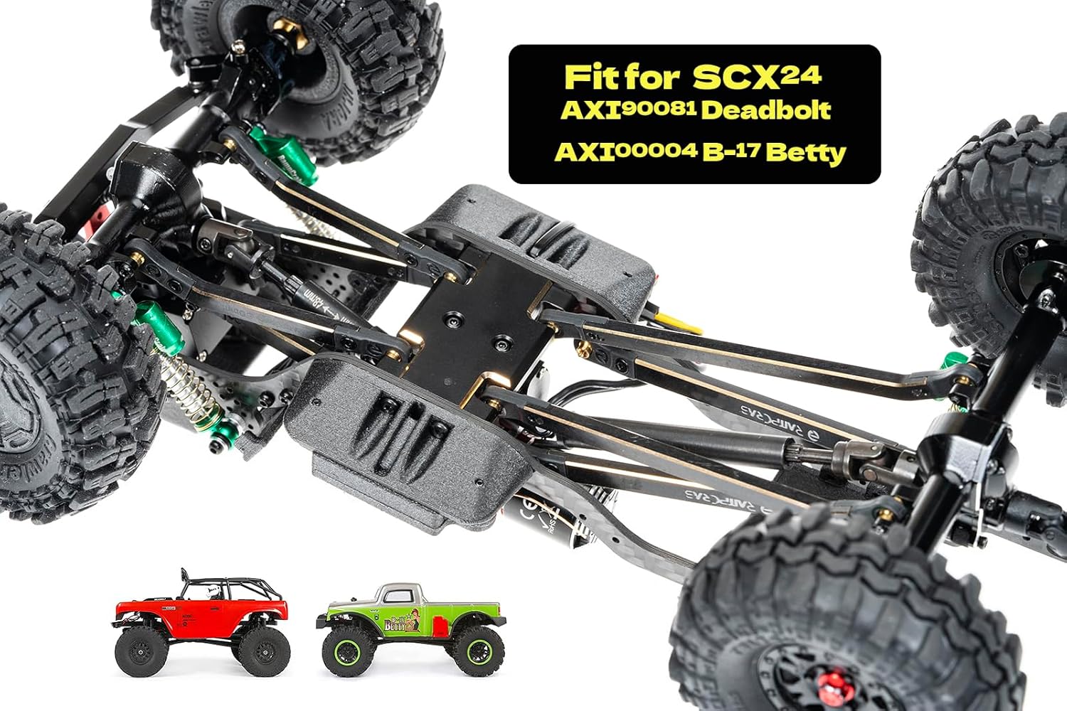 RampCrab High Clearance 4 Links Set for SCX24 90081, Brass Links Set, Upgrade Parts for SCX24 Deadbolt, Betty B17, Axial 1/24 RC Crawler Car Upgrade Accessories, 8Pcs, Black