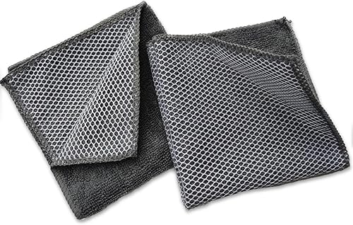 Miniatura 7 de Trapos de microfibra de alta absorción para limpieza de cocina, toallas de lavado con lado exfoliante, sin pelusas, secado rápido (12 x 12 pulgadas,