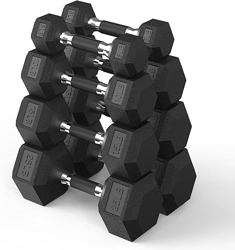 Miniatura 11 de PAPABABE Juego de mancuernas, mancuernas de gimnasio en casa con revestimiento de goma, mancuernas para mujeres y hombres, pesas de mano para