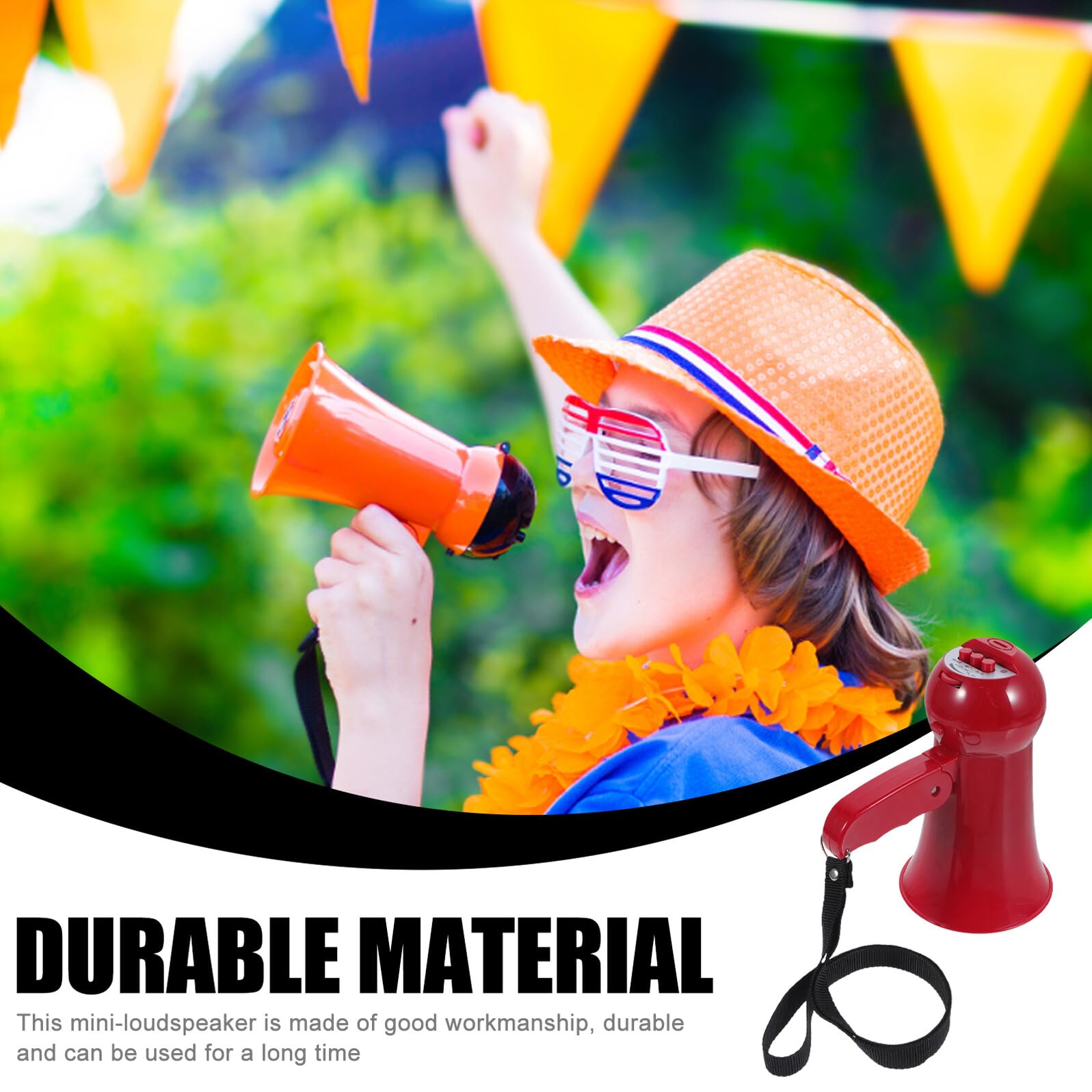 Altavoz Megáfono Portátil Rojo con Volumen Ajustable Megáfono Pequeño de Plástico para Animadoras y Fiestas Deportivas Altavoz de Mano Ligero para Eventos y Juegos