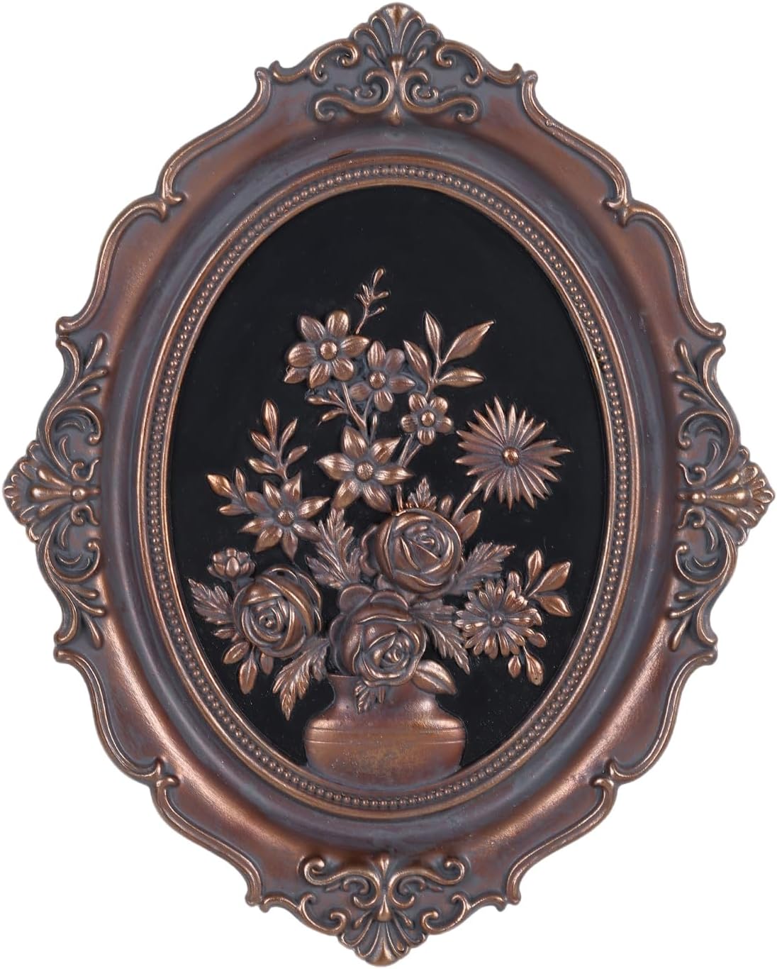 Vintage Wall Sculpture, Unique Antique Pediment,Gallery Wall Art, Hand Painted Wall Decoration Aesthetic Room Decor,Gold&Copper Wall Statue Ornament Decor Gallery for Kitchen Bedroom Living Room (Flower)