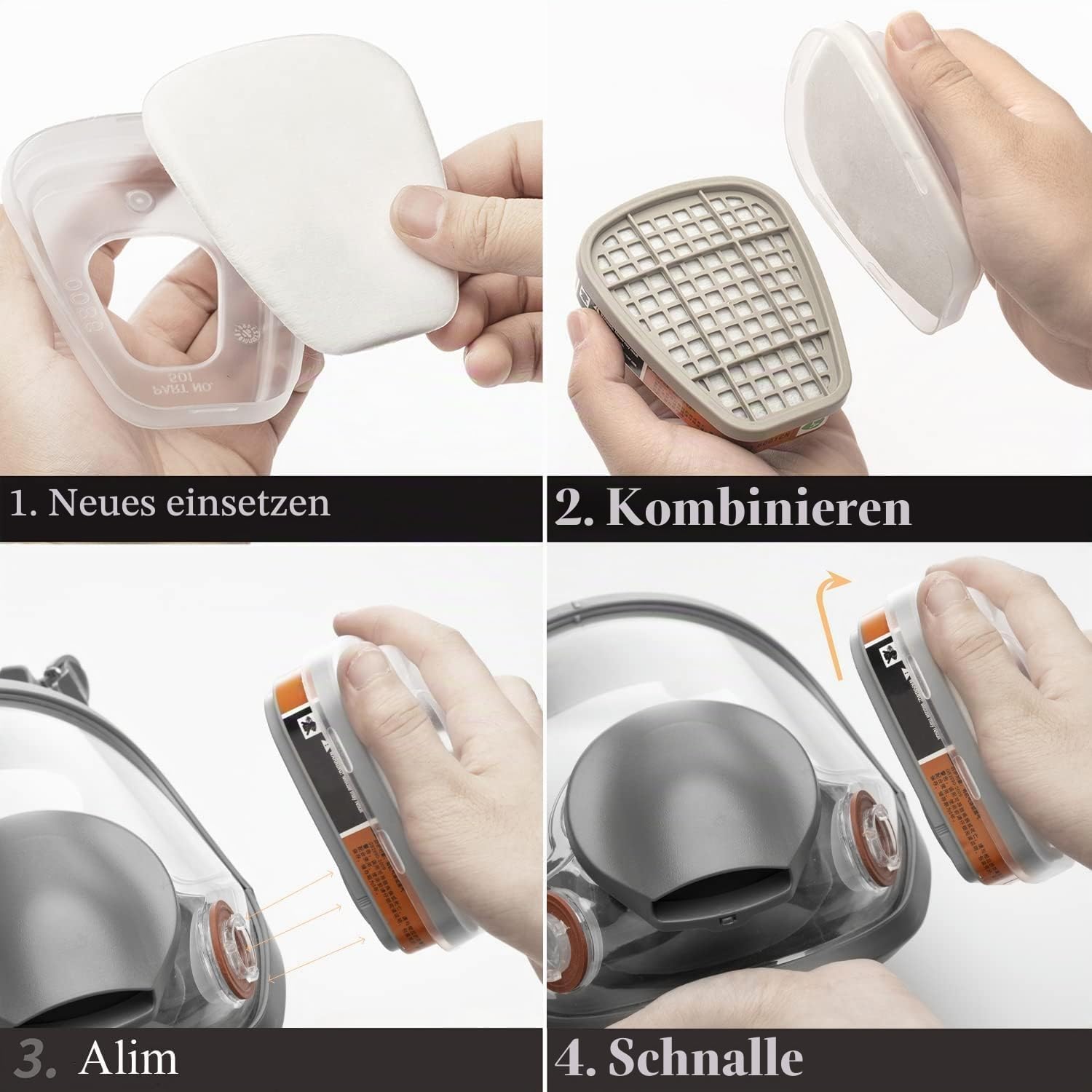 RANKSING Full Facepiece Wiederverwendbare Atemschutzmaske 6800 Arbeitsversicherungszubehör mit 12 Filtern 2 Patronen 2 Abdeckungen für Dekoration, Malerei und Polieren und andere Arbeiten