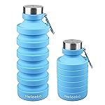 Nefeeko Collapsible Water Bottle, 27oz Reuseable BPA Free Silicone Foldable Water Bottles for Travel Gym Camping Hiking, Portable Leak Proof Sports Water Bottle with Carabiner