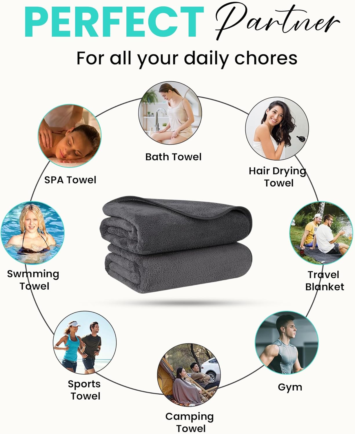 100 Dark Grey Towels | Just $1.8/Towel | Bleach Proof/Safe Bath & Bulk Hand Towels (40x20 Inches) | Light Weight Towels for Commercial Use | Quick Dry, Ultra-Soft Towel (100 Pcs Wholesale Pack)