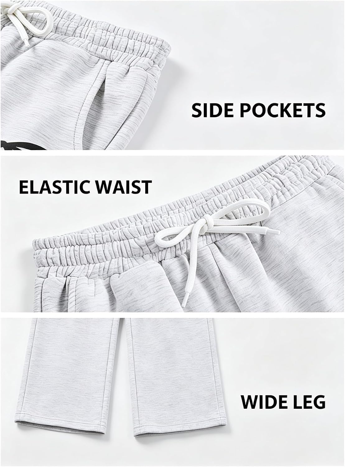 Verdusa Girl's Bow Baggy Sweatpants Wide Leg Athletic Pants with Pockets image 3