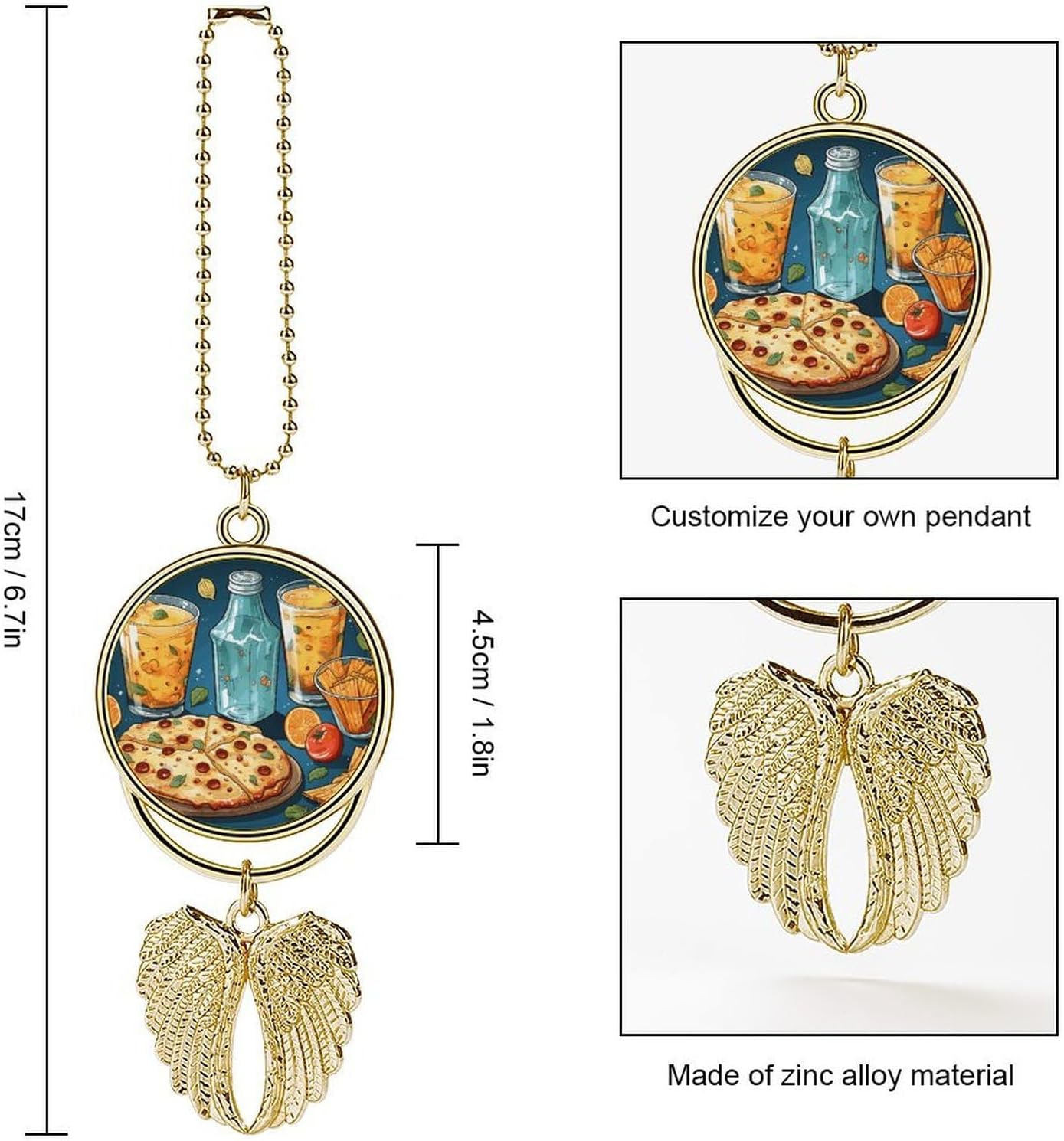 Food Party Decorative Guardian Angel Car Charm for Rear View Mirror image 2