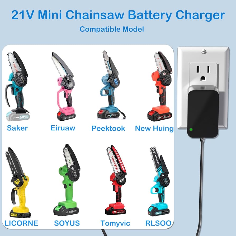 Mini Chainsaw Battery Charger, Handheld Chain Saw Lithium
