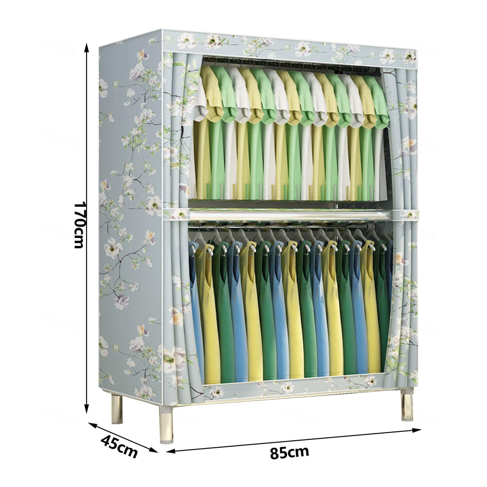 Kleiderschrank, tragbarer Canvas-Kleiderschrank mit Kleiderstange, Kleiderschrank-Aufbewahrungsorganisator für Schlafzimmer, Wohnzimmer,E-85x45x170cm
