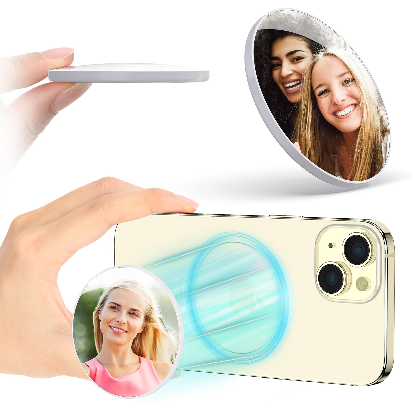 VRIG Magnetic Selfie Mirror for Back Camera,Convex Mirror for Magsafe Compatible with iPhone 16 15 14 13 12 Pro Max Plus,MagSafe Case & All Phones for