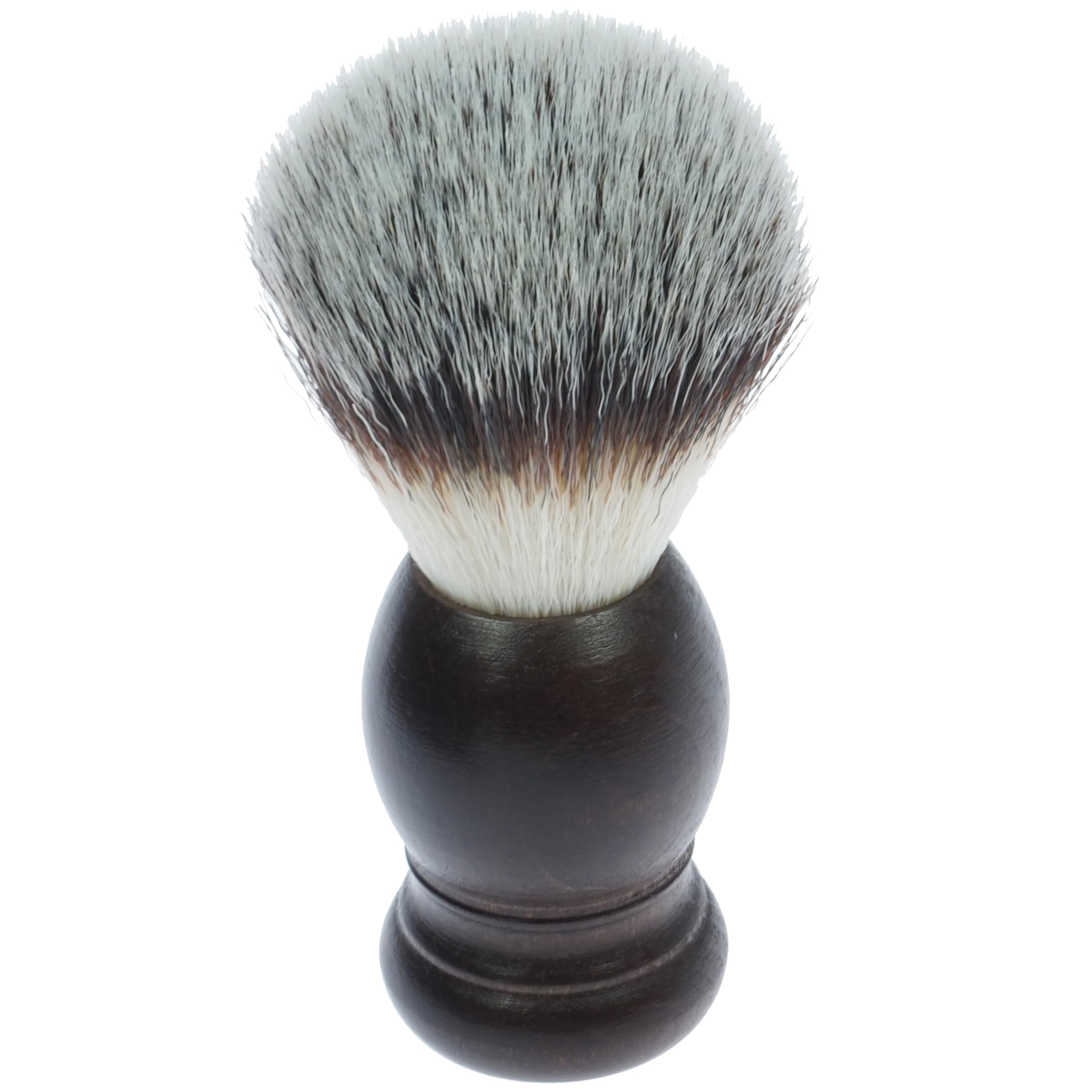 Pennello da barba in setole sintetiche: pennello da barba vegane con manico in legno di faggio scuro, pennello da barba vegano, pennello da barba sintetico