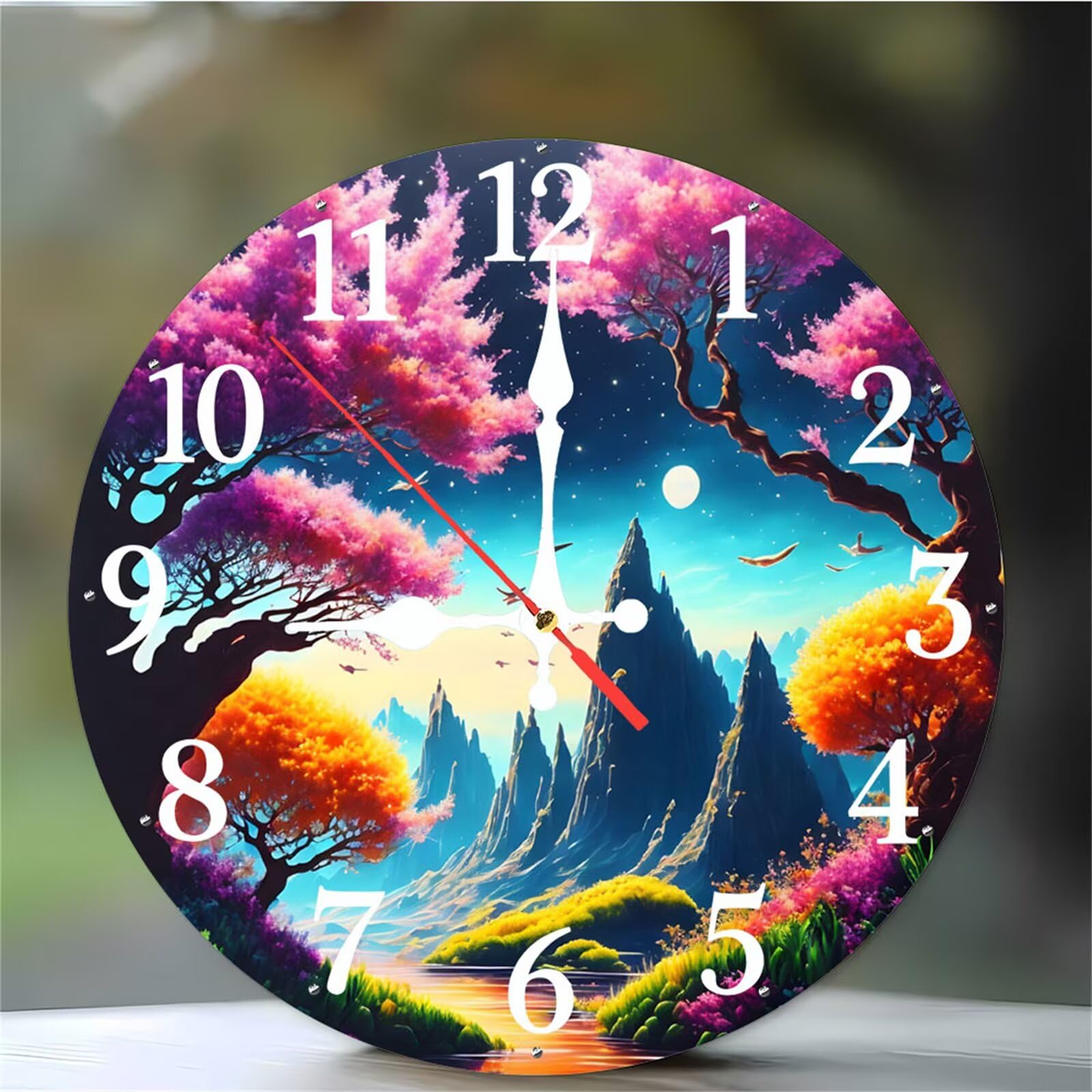 Horloge murale design montagne quartz silencieux haut de gamme