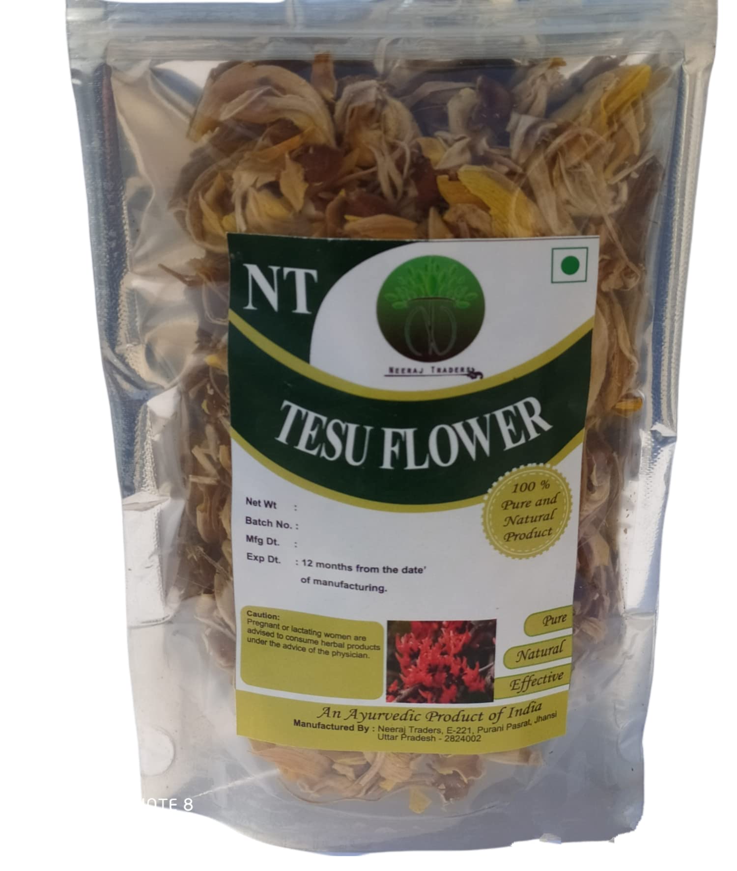NEERAJ - Herbal Flower | Dry Palash Phool | Butea Monosperma | Dhak ke Phool - Dried Dhak/Tesu/Butea Monosperma - Ideal for Holi, Skin Care & Medicinal Use - 100 Gm