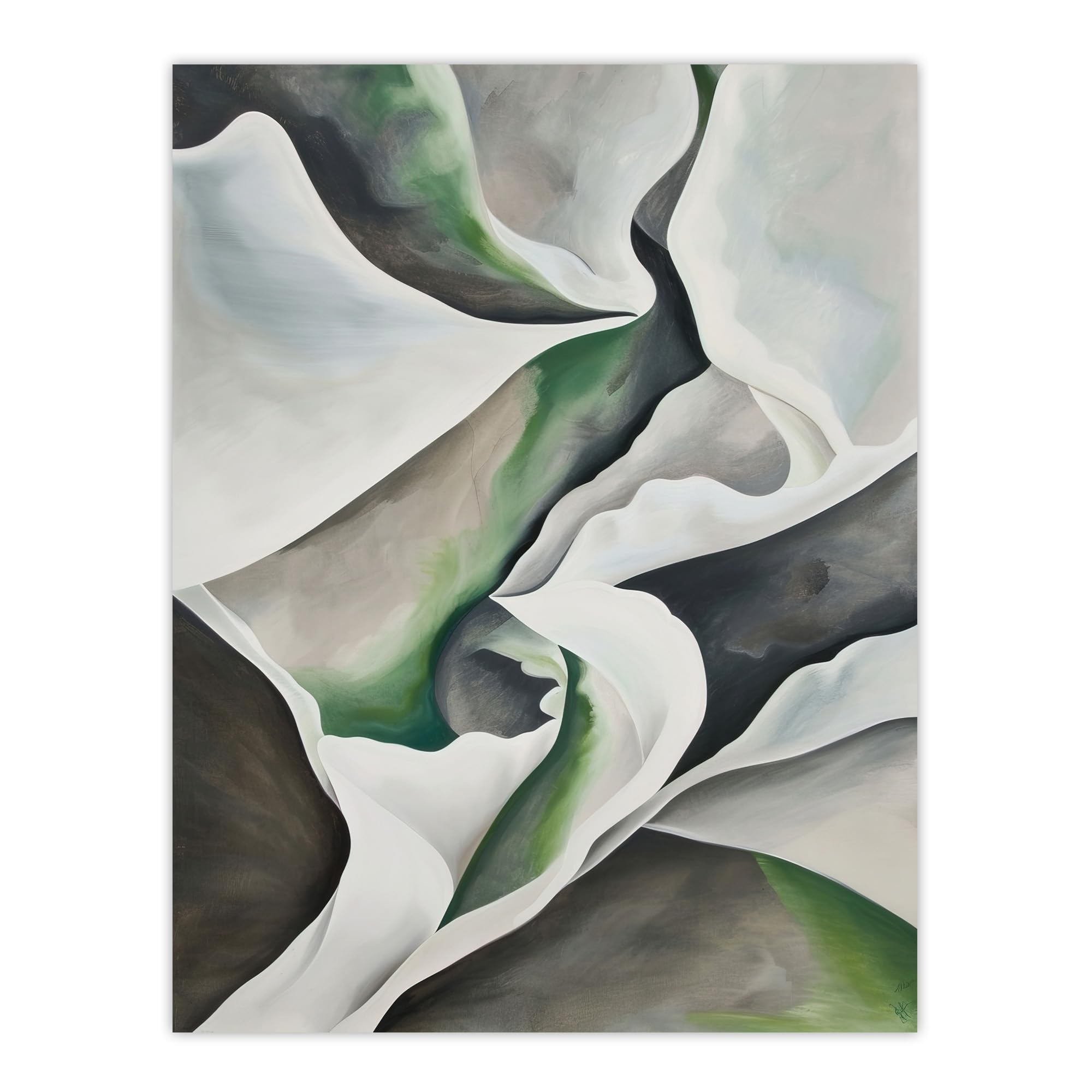 Artery8 Fabric Folds Green Grey Abstract Watercolour Living Room Large Wall Art Poster Print Thick Paper 18X24 Inch