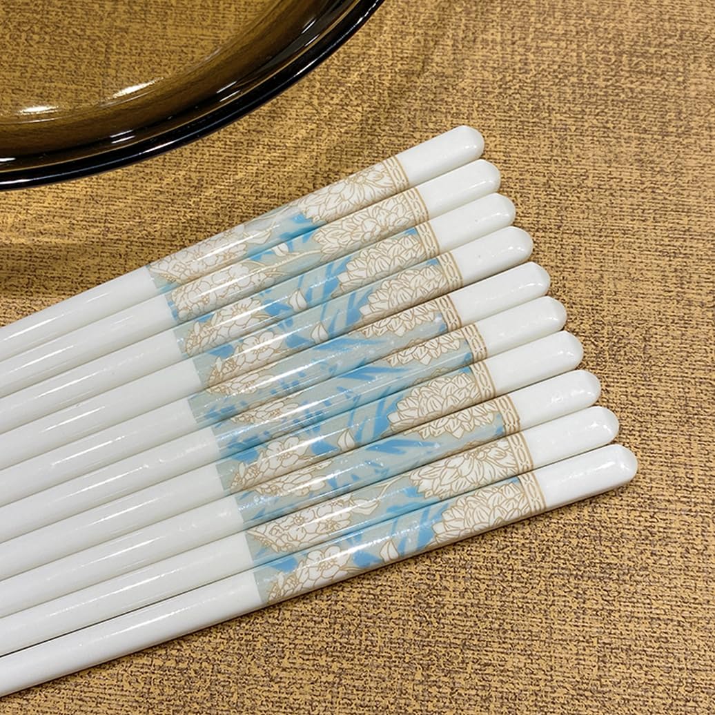 ZHOUXIAO Juego De Palillos De Porcelana Azul Claro, Palillos De Regalo Reutilizables, Palillos De Cerámica De Cerámica De Hueso De Alto Grado, Palitos De Corte Coreano Chinos 10 Pairs
