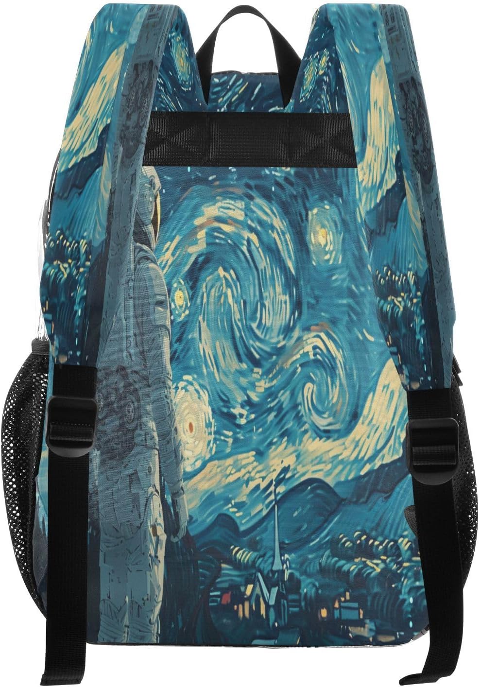 Starry Night Astronaut Clear Backpack Heavy Duty See Through Transparent PVC BookBag for Kids Boy Girl Adult School Work