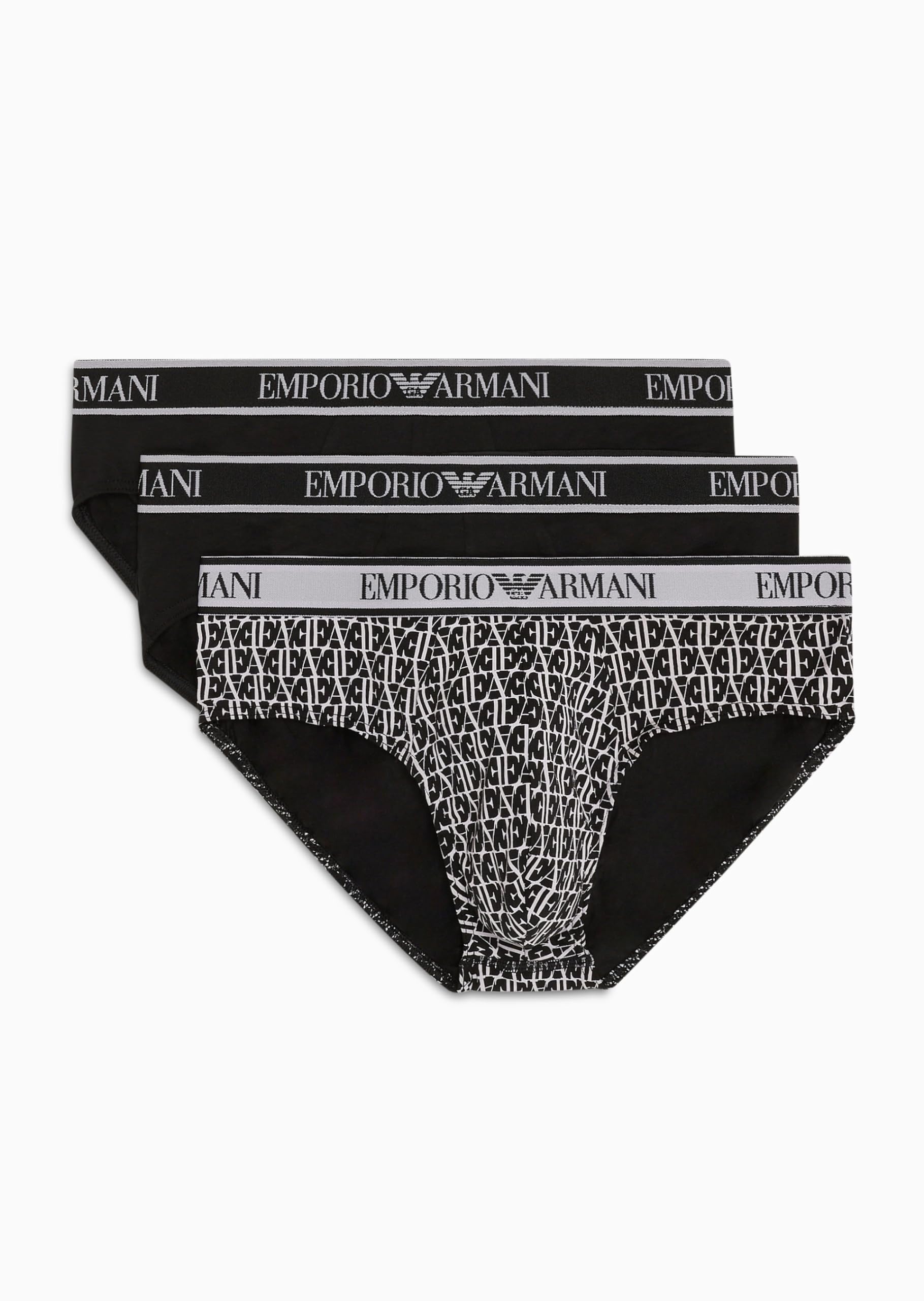 Emporio ArmaniMens Stretch cotton core logo band 3-pack briefs Pack of 3 letters