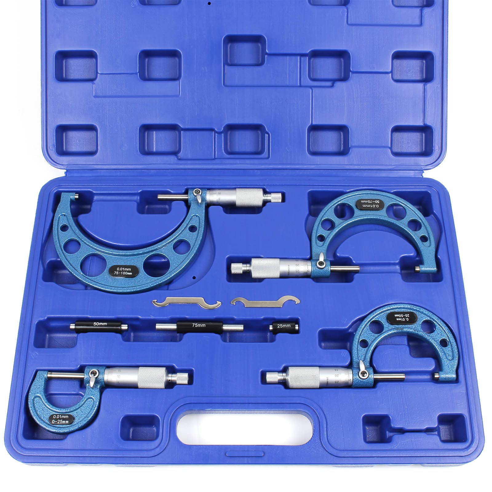 Set herramientas micrométricas 0-100 mm Calibrador Micrómetro con trinquete Instrumentos medición