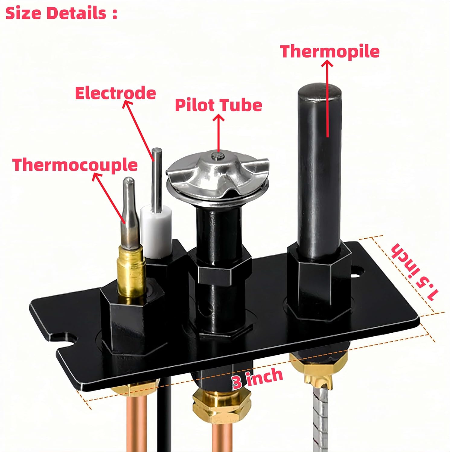 Propane Gas 10002265 3 Way Pilot Assembly for Majestic, Monessen, Temco, and Vermont Castings Fireplaces and Stoves