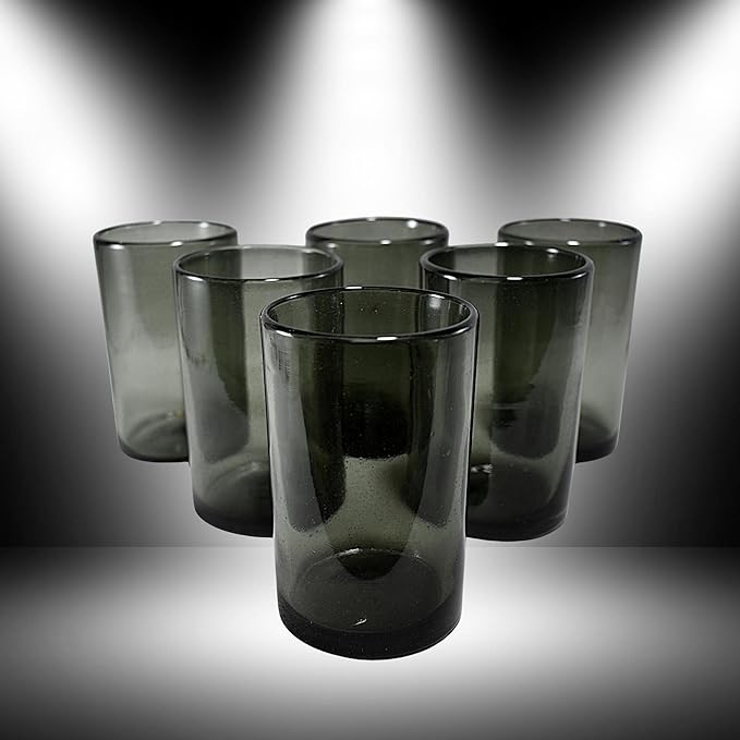 MAREY Vasos Soplados a Mano Artesanales de México Juego de 6 Piezas (Smoke, 16 Oz) miniatura 4