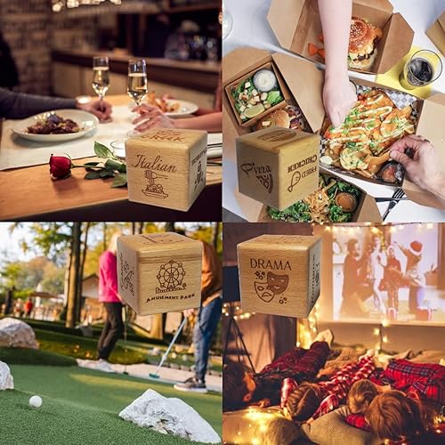 Miniatura 3 de Dados de decisión de madera, idea de regalo, noche de cita en pareja, familia, Foodie Cena en actividades para llevar Género de película, grabado 4