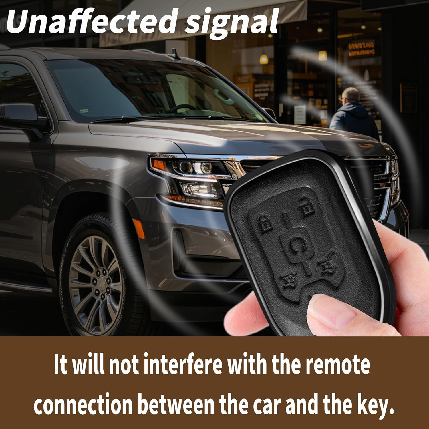 Key Fob Cover Leather Car Suburban Tahoe 2015 2016 2017 2018 2019 2020 Tahoe Suburban Yukon Smart Remote Key Shell (J-Black)