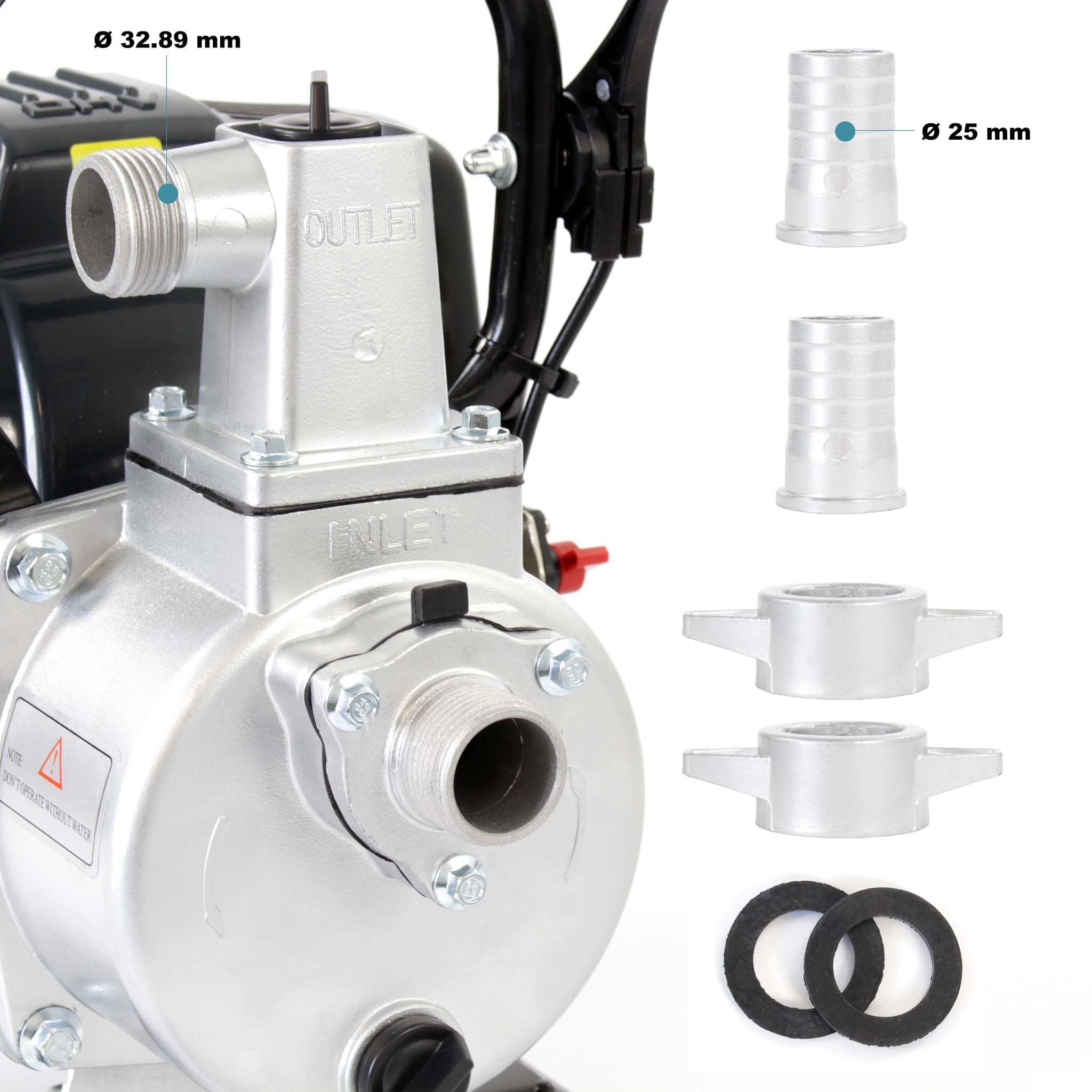 Wiltec Benzin Wasserpumpe 1kW 8.000l/h 6.500U/min, 30m Förderhöhe, Gartenpumpe mit 4 Takt Motor, Motorpumpe