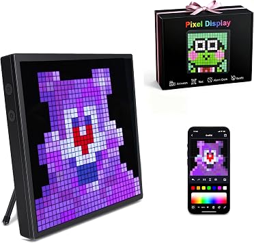32x32 Programmable LED Pixel Screen, Digital Alarm Clock Matrix Panel, Pixel Light Art Display with APP Control, DIY Graffiti Animation Message Board Gift for Gamers Men&Women, Him/Her, Boys & Girls