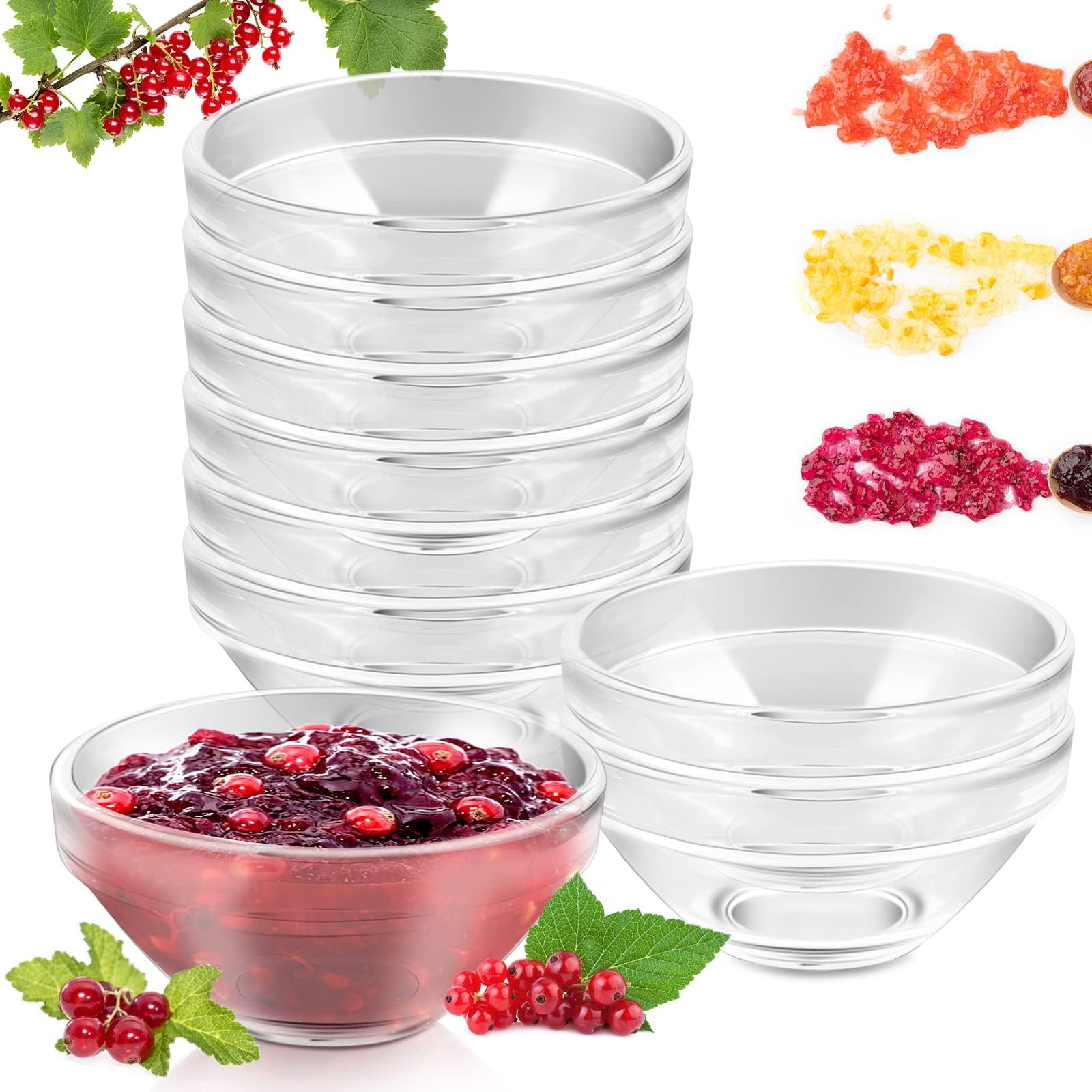 Azonee Mini Glass Bowls, 3 Inch Glass Bowls| Stackable Clear Serving Bowls | Bowl for Salad, Dessert, Dips, Nut | Candy Dishes, Stackable and Dishwasher Safe(10Pcs)