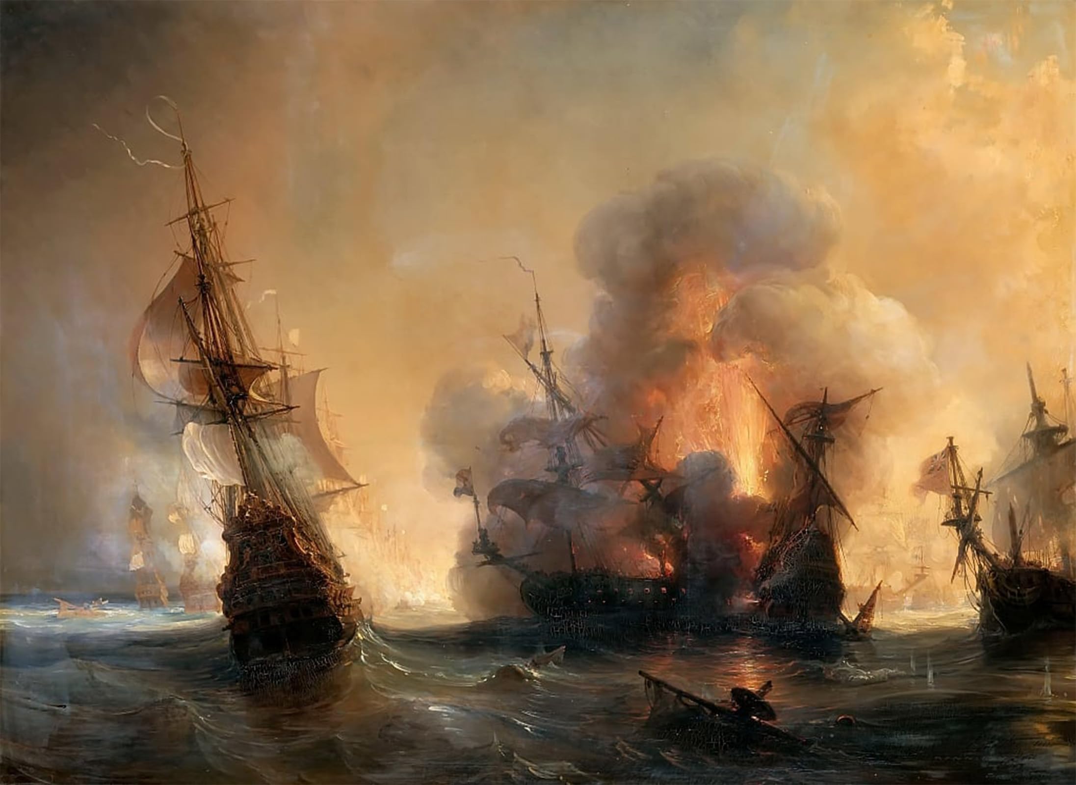 POSTERIIk Vintage Art Print Images Pictures Print the Naval Battle of Lagos on June by Jean Antoine Theodore Gudin Modern Colour Posters for Office Home Decor 60x90cm