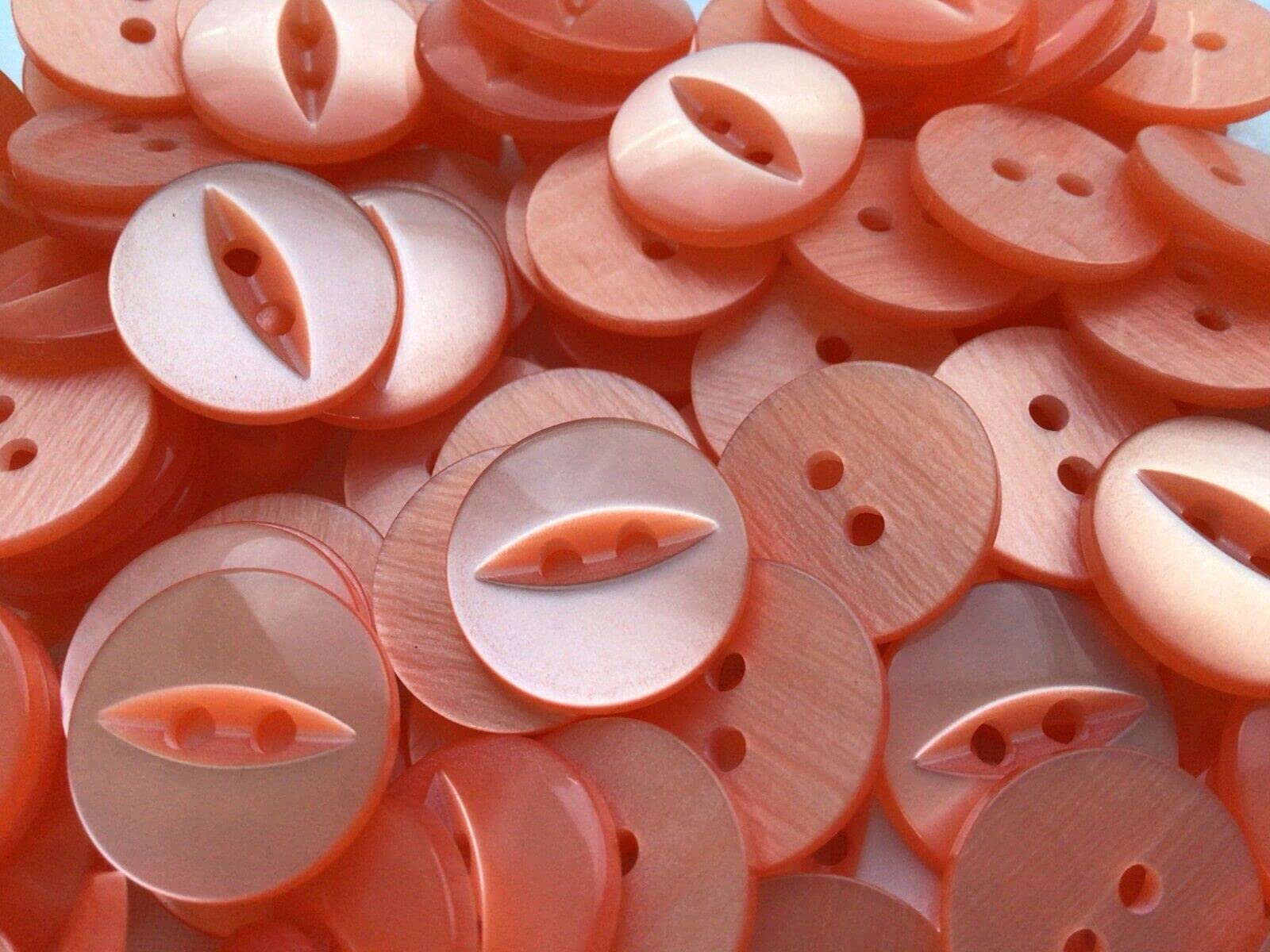 Round Fish Eye Buttons Size 22 (14 mm) x 50 xChoice Of Colours (Peach 49)