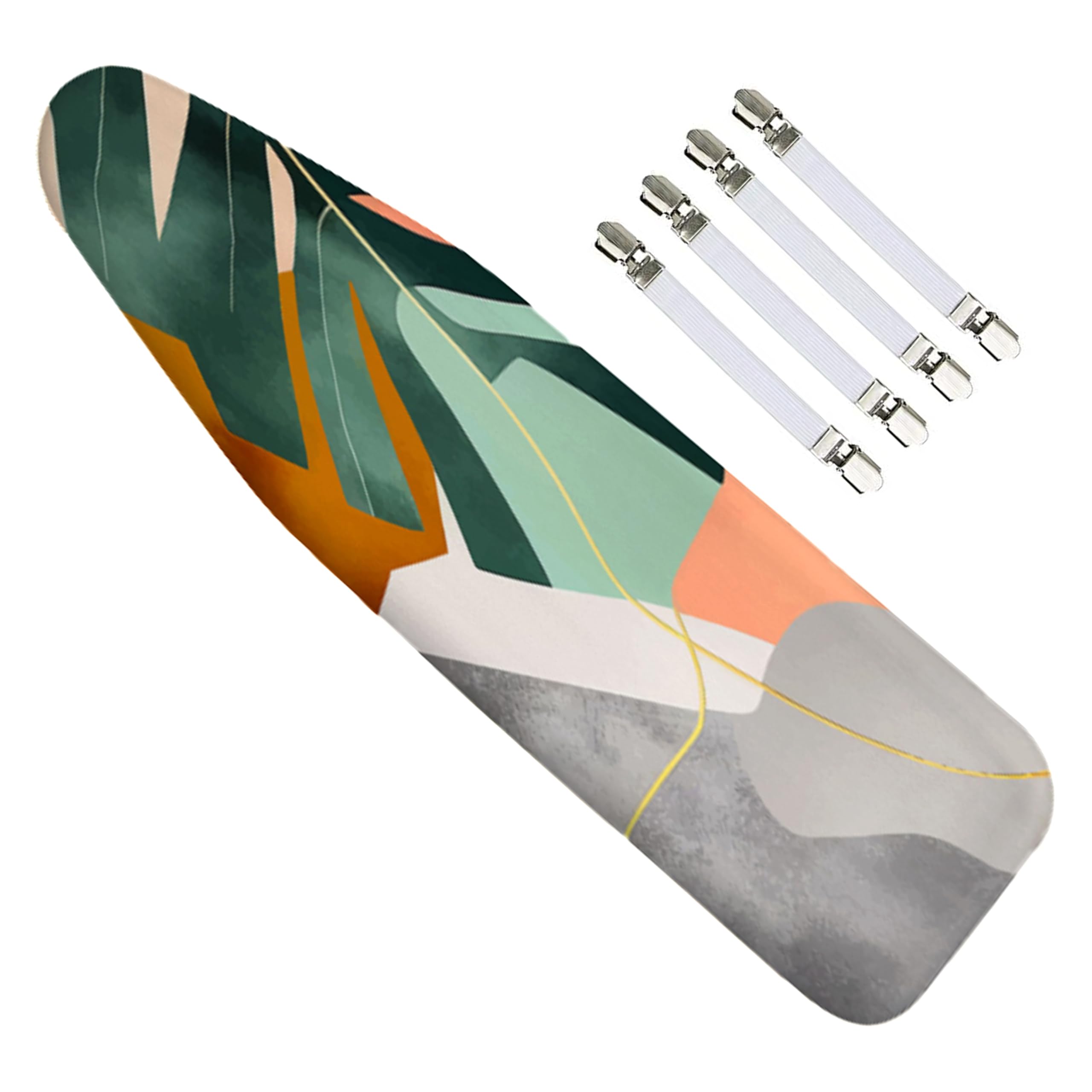 Housse pour planche à repasser en coton premium EcoNour gris et vert texturé