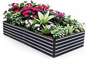 8x4x1.5ft Raised Garden Bed - Outdoor Galvanized Metal Planter for Vegetables, Flowers and Gardening