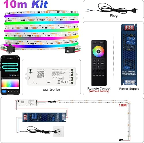 Miniatura 7 de Tuya WiFi Smart IC COB Kit de tira de luces LED COB LED direccionable WS2811, control remoto RF de 2.4G + control de aplicación Smart Life + control