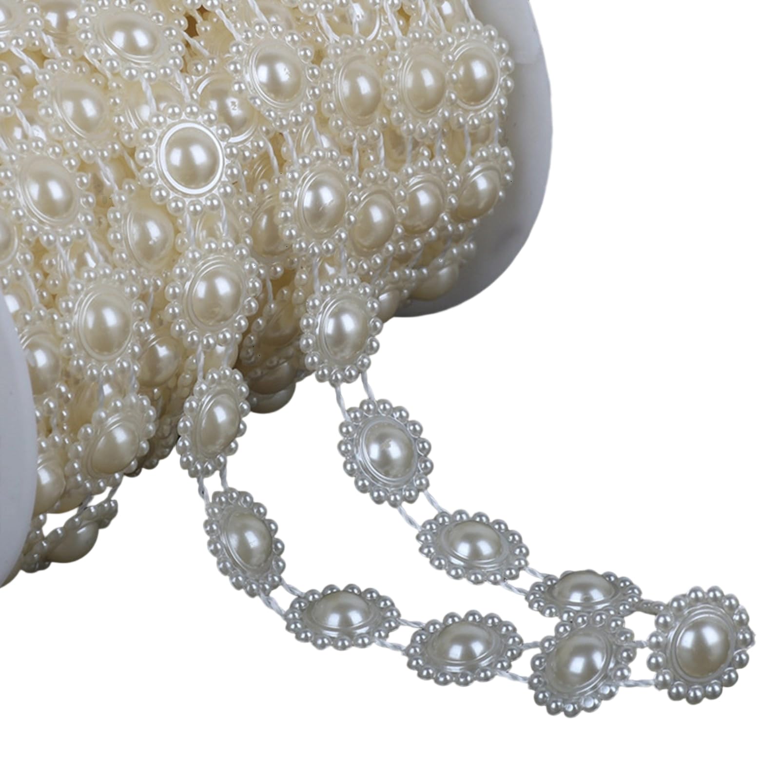 Tsophreniq Artificial Pearls String Beads Chain Imitation Pearls Resin Beads Chain for Art Craft Wedding Decoration Jewelry Making Bridals Bouquets