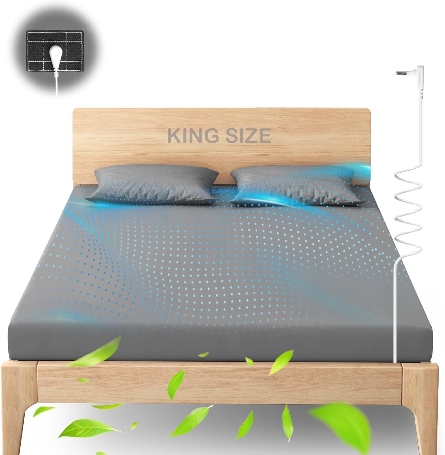 Grounding Sheets King Size – 95% Organic Cotton + 5% Silver Fiber Fitted Earth Sheets with Grounding Cord, Grounding Well Bed Sheets for Healthy Sleep (Gray, 78"x80"x15")