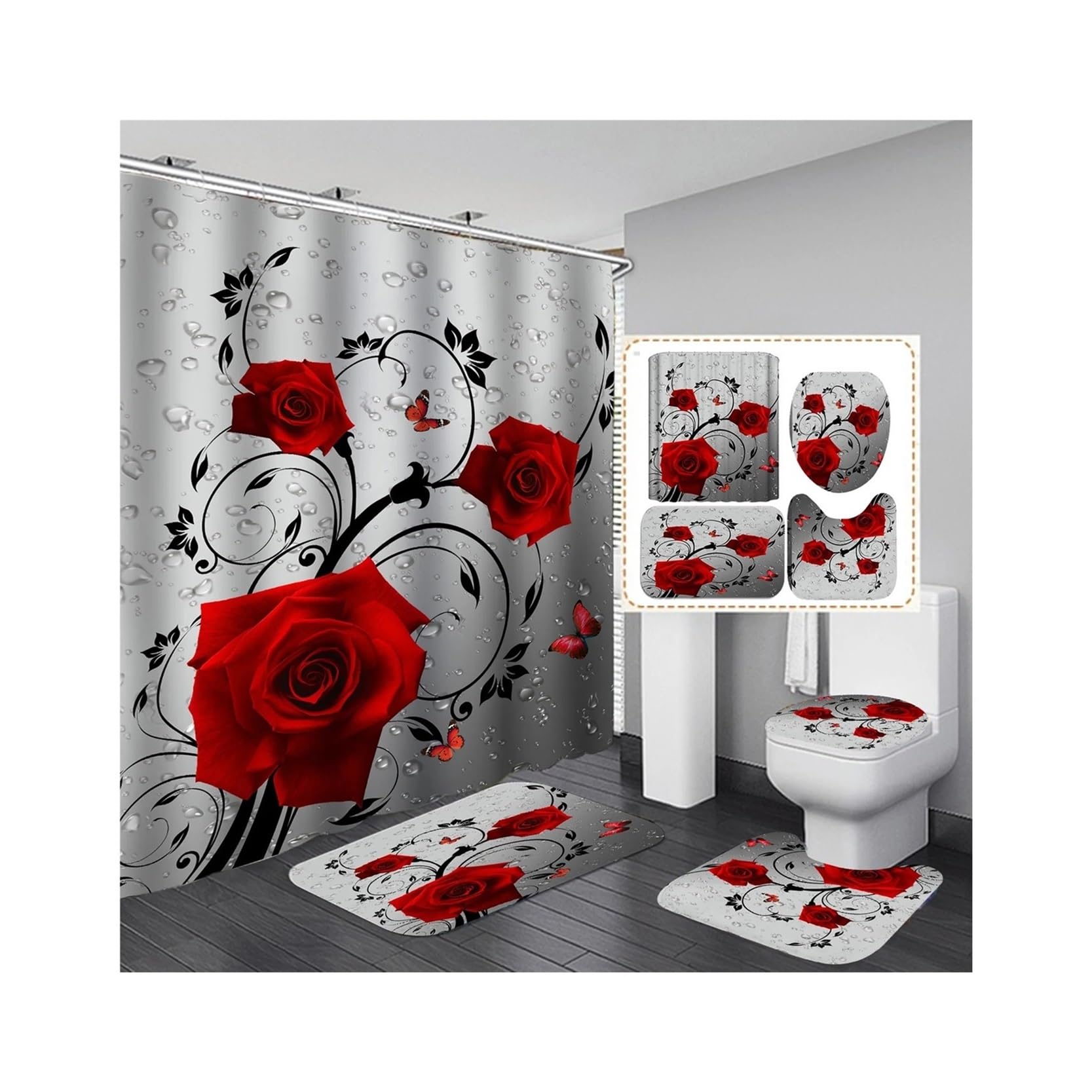 Tenda Bagno Minimalista Tenda da doccia stampata con rose
