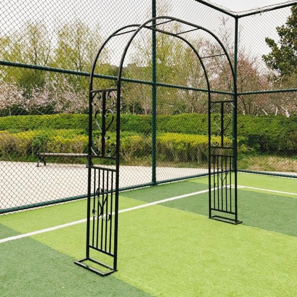 Black Garden Rose Arbor Trellis Archway for Climbing Plants - Weatherproof Metal Balloon Arch for Weddings & Bridal Parties, 2.6m Decorative Outdoor Structure