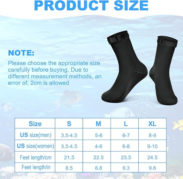 flintronic Calzini da Immersione, Calzini Neoprene, Calze in Neoprene da 3 mm, Calze Nuoto Antiscivolo, Calze Subacquea per Subacquee, Snorkeling, Surf, Vela, Immersioni, Kayak - 3