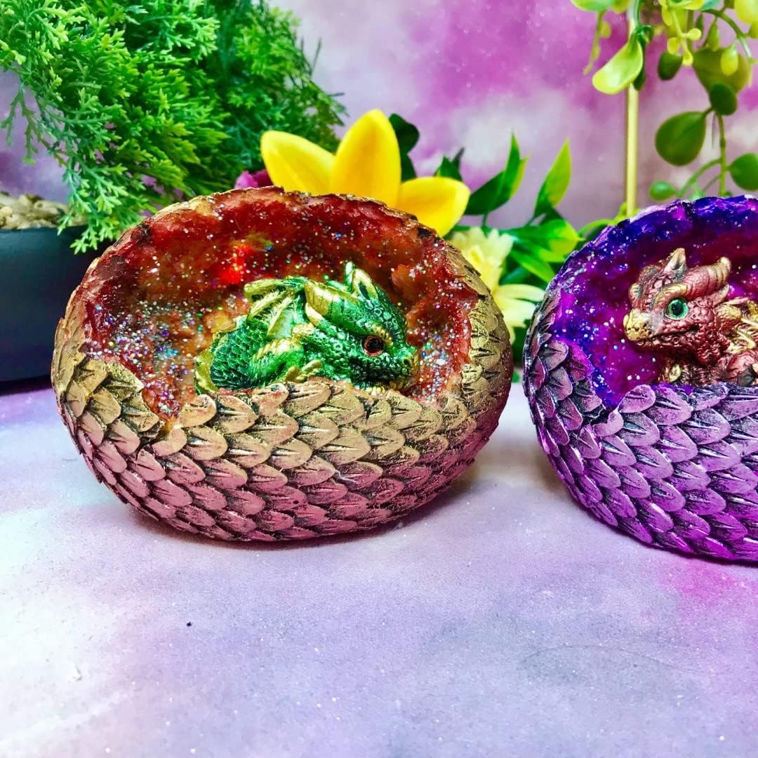 Large Dragon Egg Mold, 2 Styles of Resin Animal Molds with Finely Carved Dragon Scale Design, 3D Dinosaur Silicone Molds for Epoxy Resin DIY Home Desktop Easter Decoration