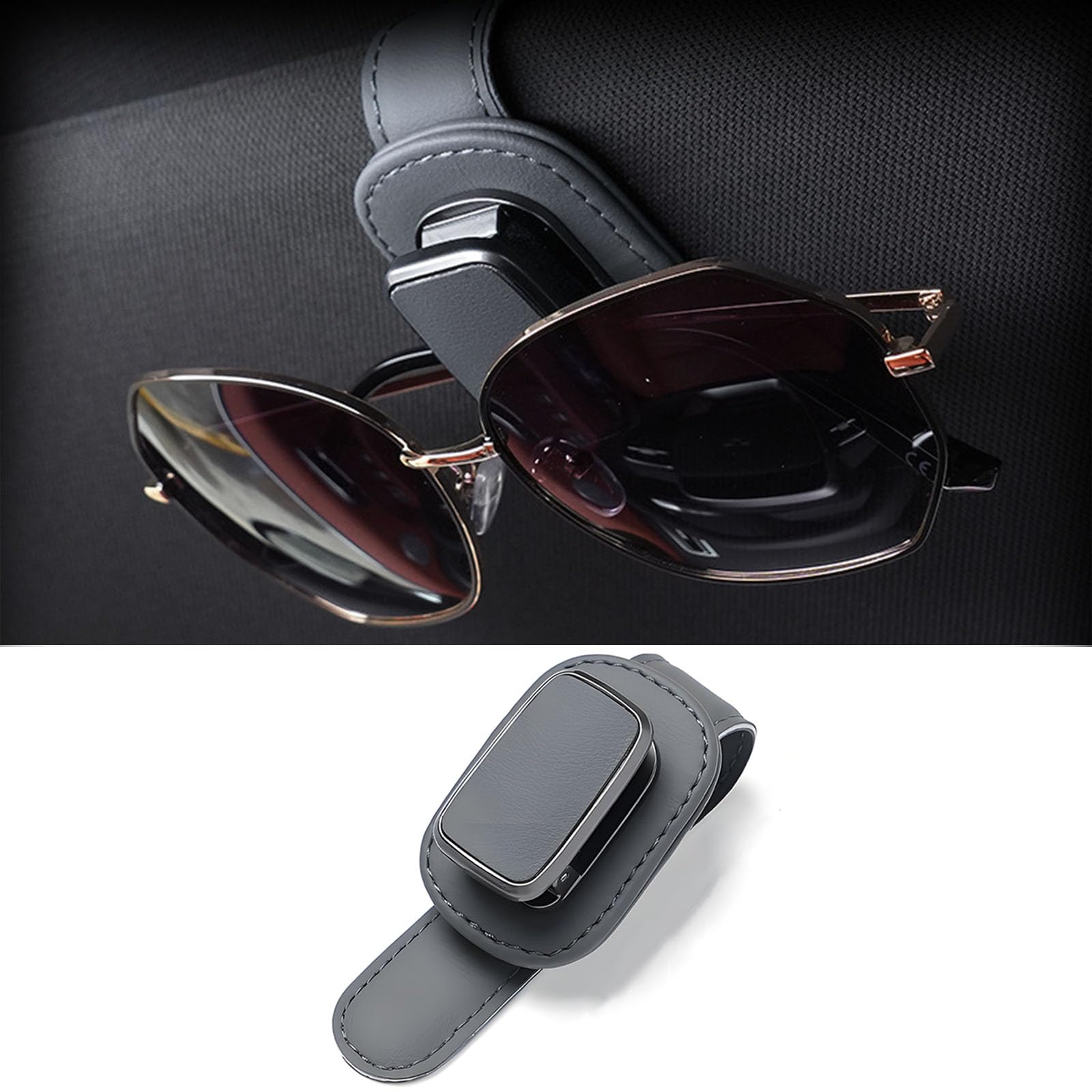 Hjyouxuan Sunglasses Holder For Car Sun Visor For Cupra Terramar, Leather Car Sunglasses Holder - Car Accessories Interior