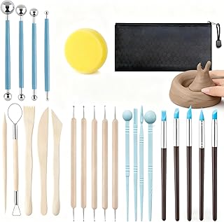 25-teiliges Modellierwerkzeug Set für Ton & Keramik – Präzises Töpferwerkzeug mit Tasche für Anfänger, Hobbykünstler & kreative Projekte