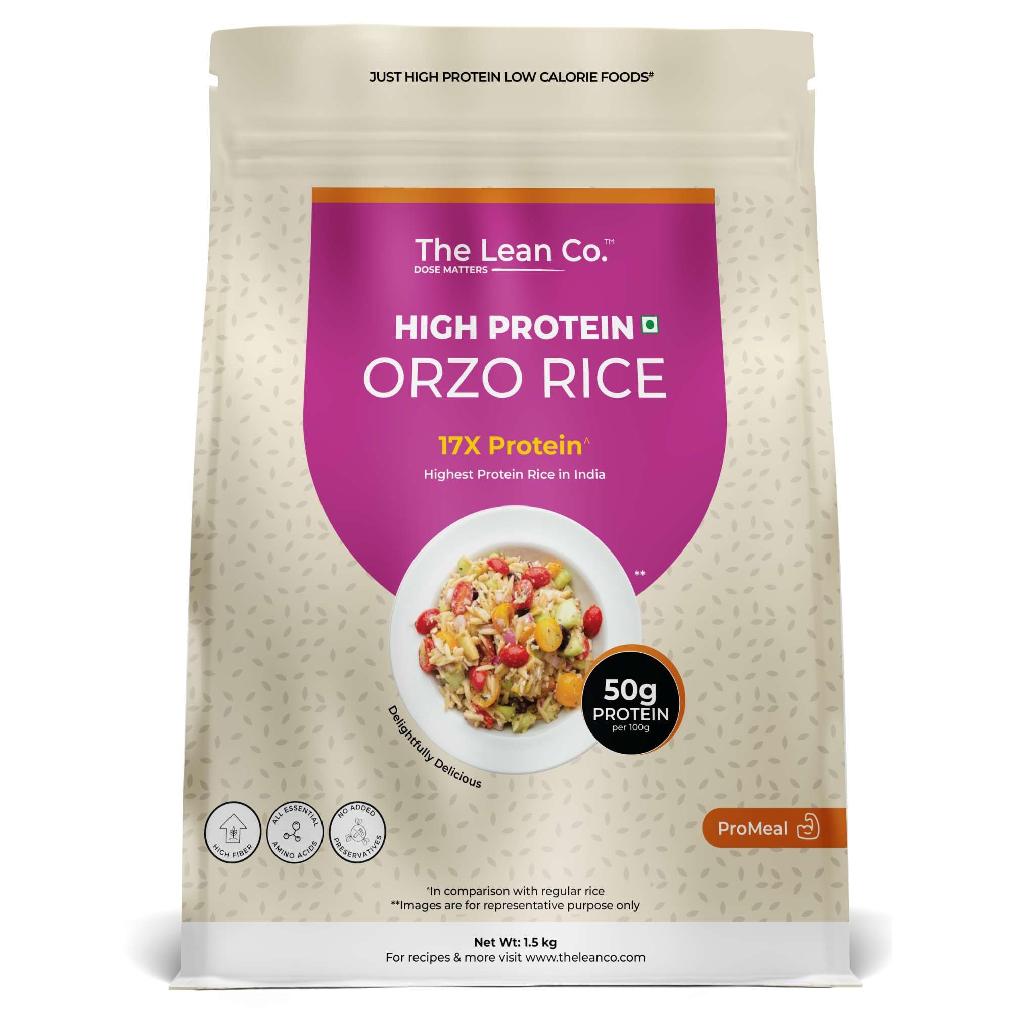 The Lean Co. High Protein Orzo Rice 1.5 kg | 50% Protein, 1% Fat | Low Carb | No Preservatives | Protein Rich (24 gm per serving) | Rich in Micro Nutrients | No Artificial Flavour or Colours-image-33