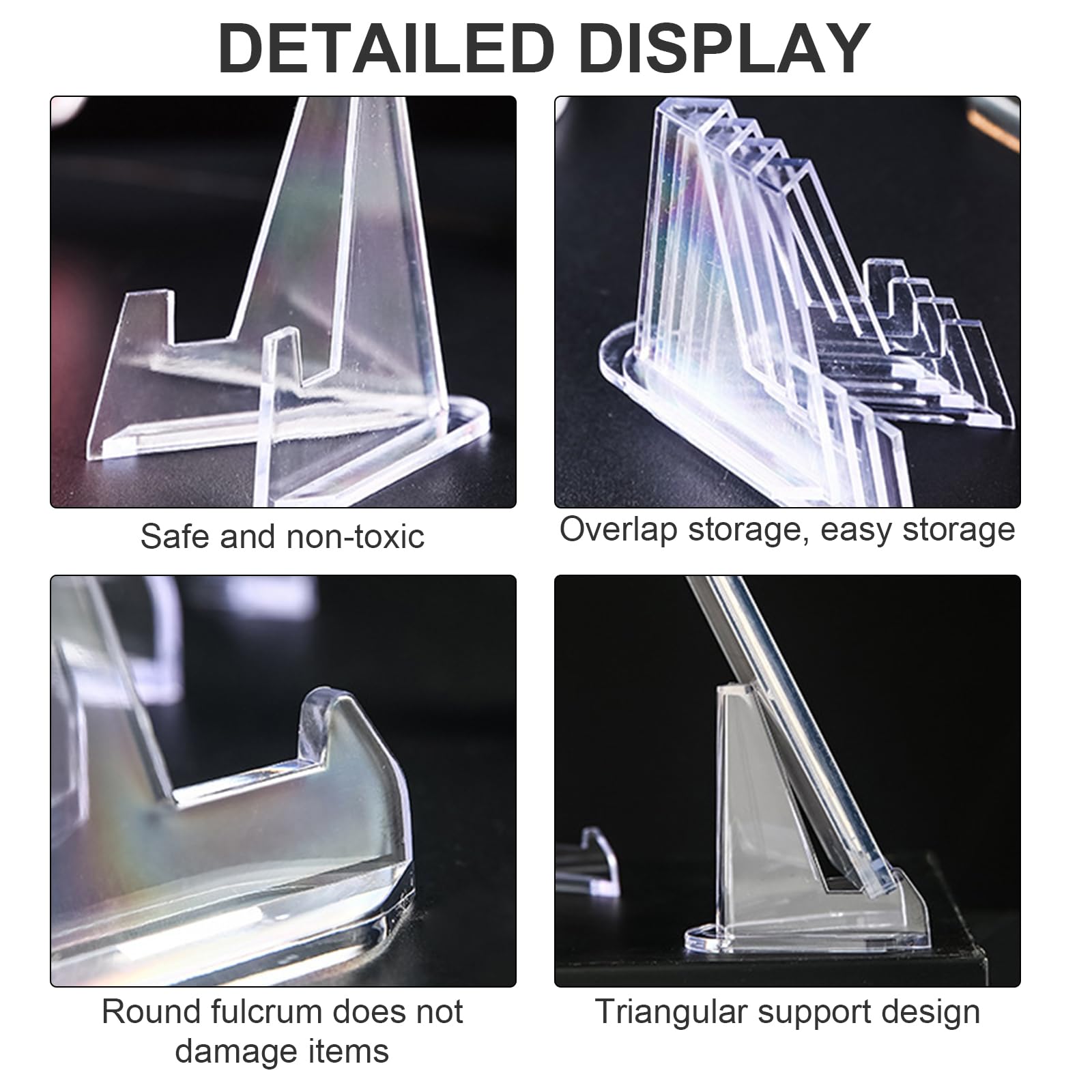 XIATIAN Supports de Cartes Acryliques 36 Pieces, Presentoir Chevalet Acrylique Mini Chevalets Transparents pour Afficher Cartes, Médailles, Images, Montres de Poche, Badge