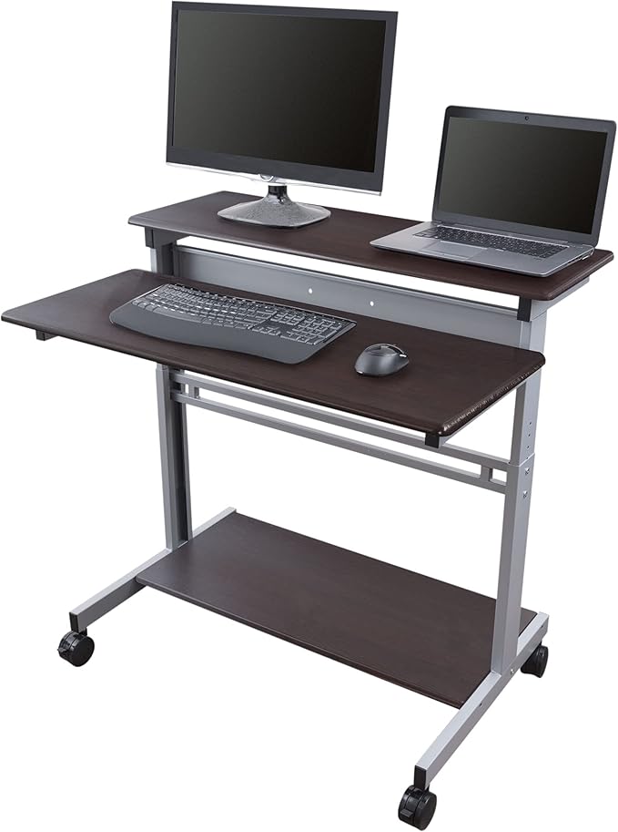 Stand Up Desk Store Rolling Adjustable Height Two Tier