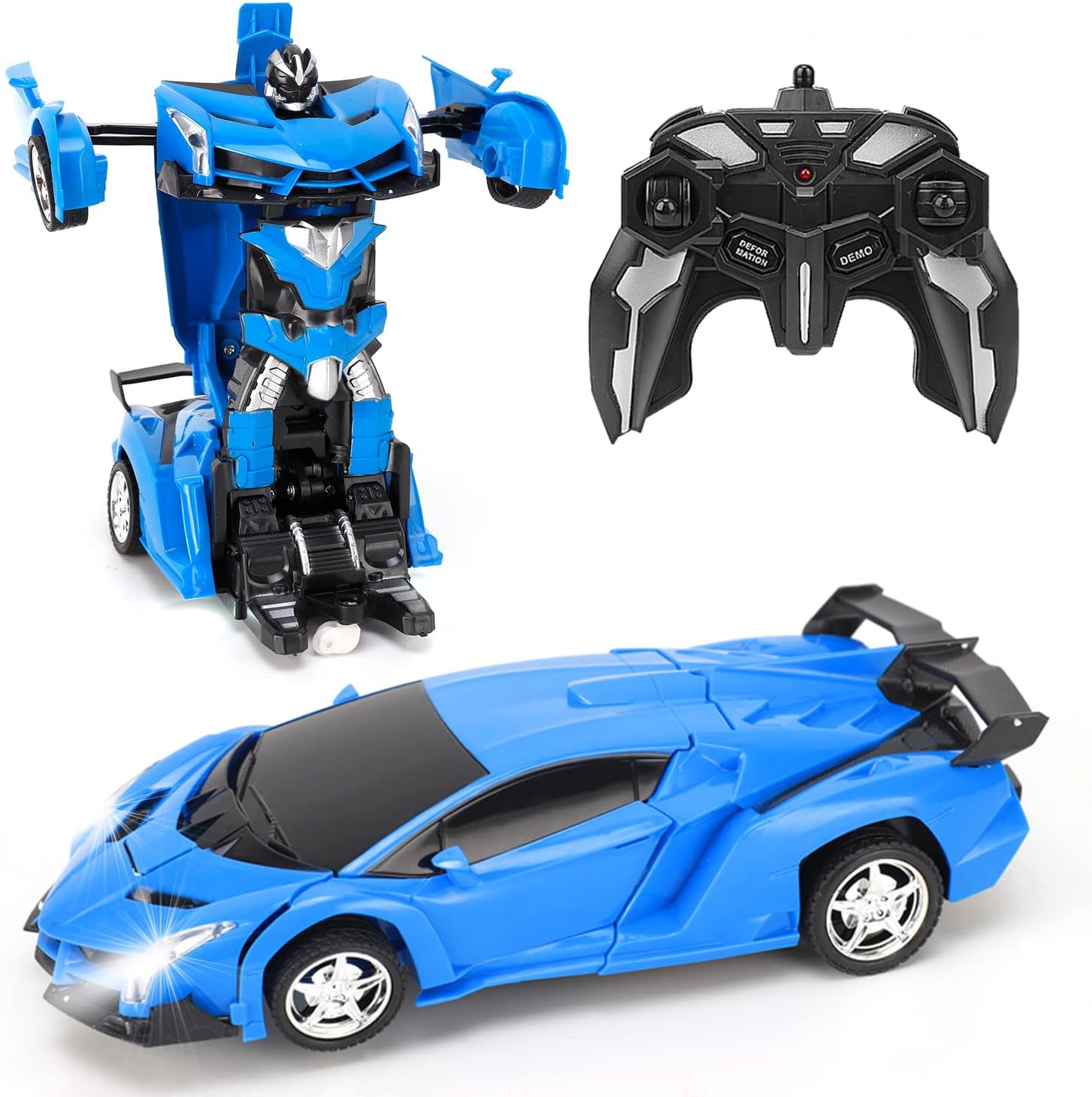FIGROL Transform RC Car Robot, Remote Control Car Independent 2.4G Robot Deformation Car Toy with One Button Transformation & 360 Speed Drifting 1:18 Scale