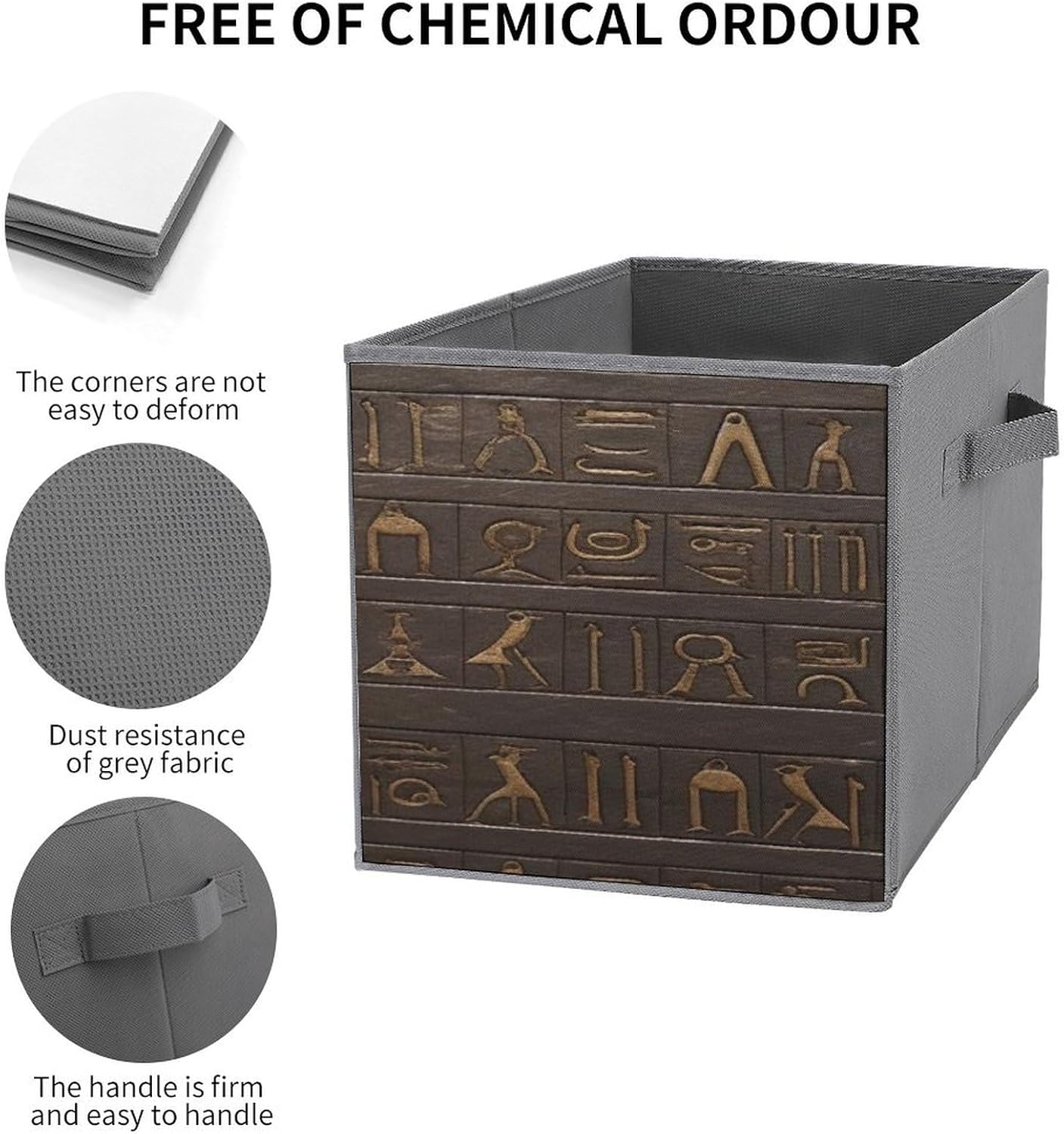 Multi Use Organizer Bins, Ancient Egyptian Hieroglyph Printed Storage Bins, Foldable Storage Baskets Are Suitable For Bedrooms, Offices, And Cars